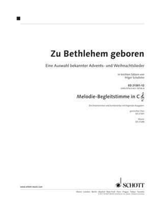 Zu Bethlehem Geboren: Well-known Carols Melody Obligato Part In C (violin Clef)