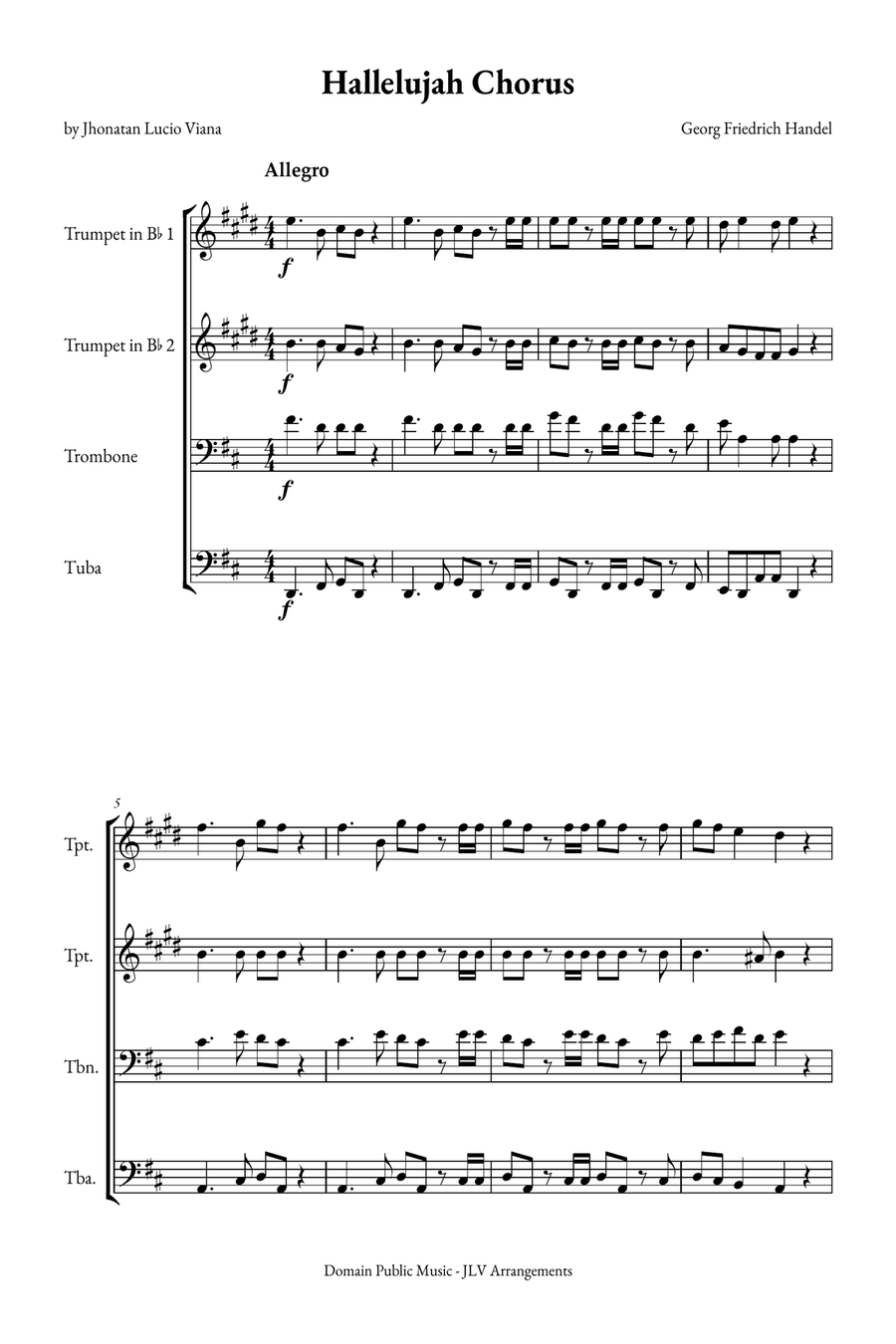 Hallelujah Chorus Brass Quartet scores gallery preview page 1