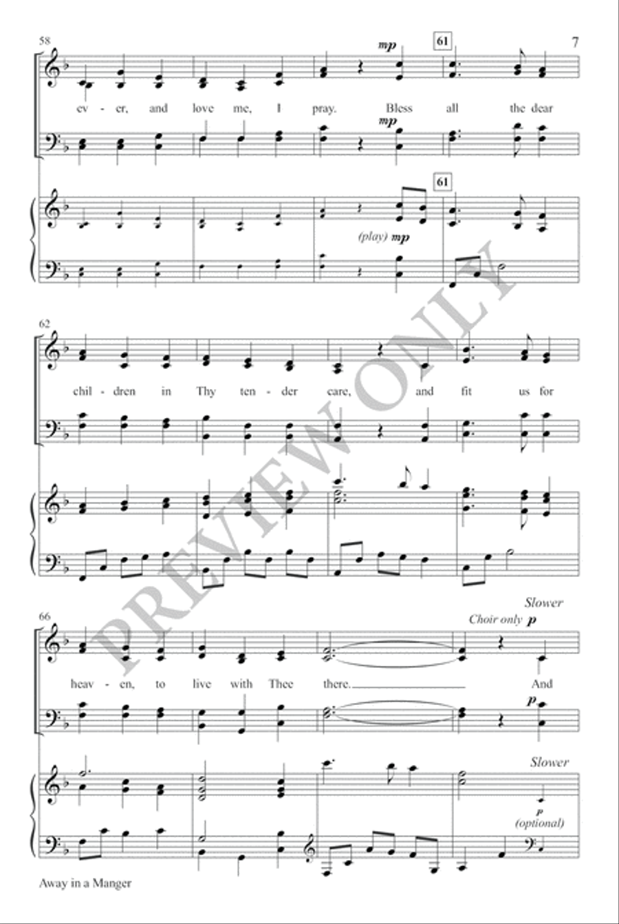 Away in a Manger 4-Part scores gallery preview page 6