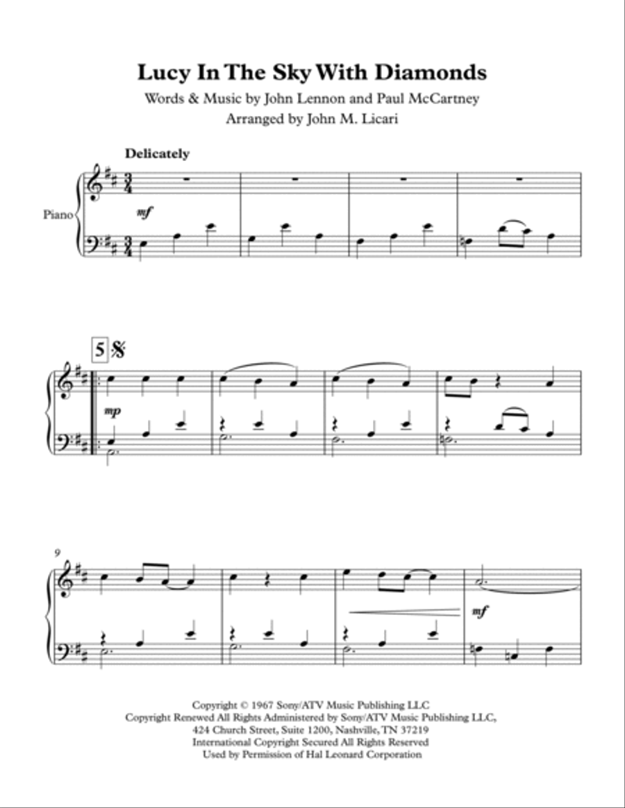 Lucy In The Sky With Diamonds Easy Piano scores gallery preview page 2