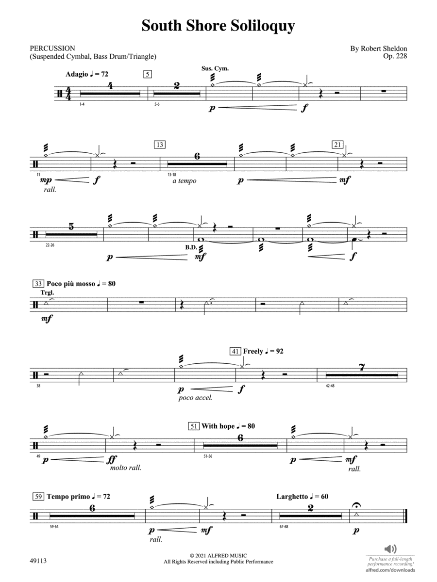 South Shore Soliloquy: 1st Percussion Concert Band scores gallery preview page 1