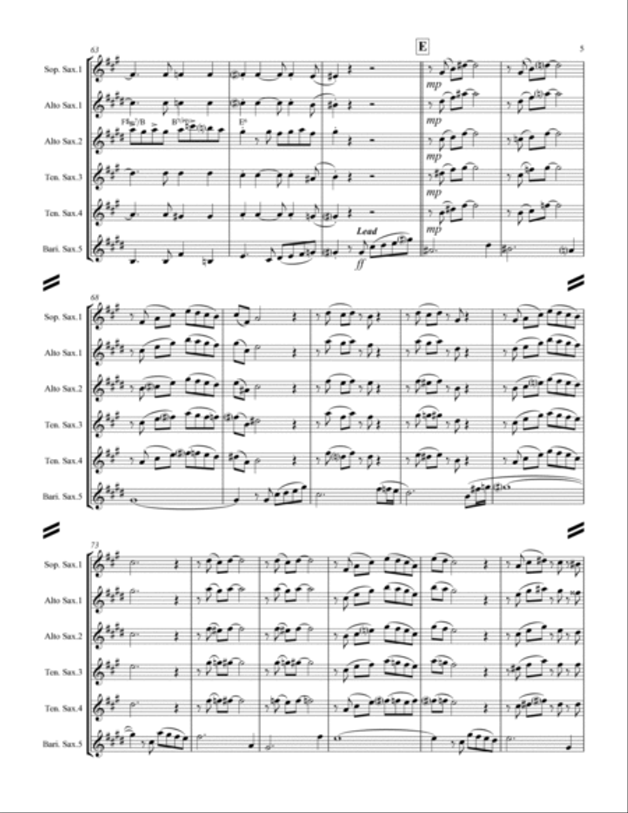 The Shadow Of Your Smile Saxophone Quintet scores gallery preview page 6