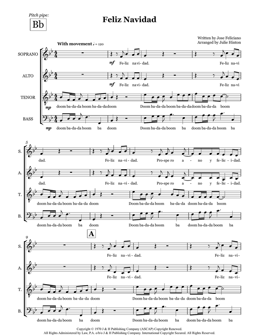 Feliz Navidad 4-Part scores gallery preview page 2