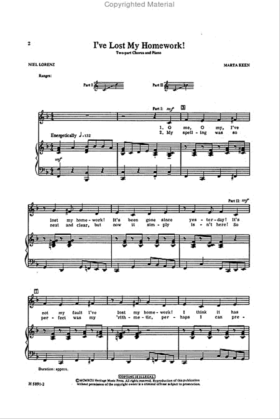 I've Lost my Homework 2-Part scores gallery preview page 2