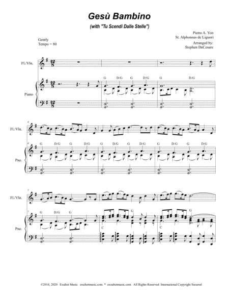 Gesu Bambino (with "Tu Scendi Dalle Stelle") (for Flute or Violin solo and Piano) image number null