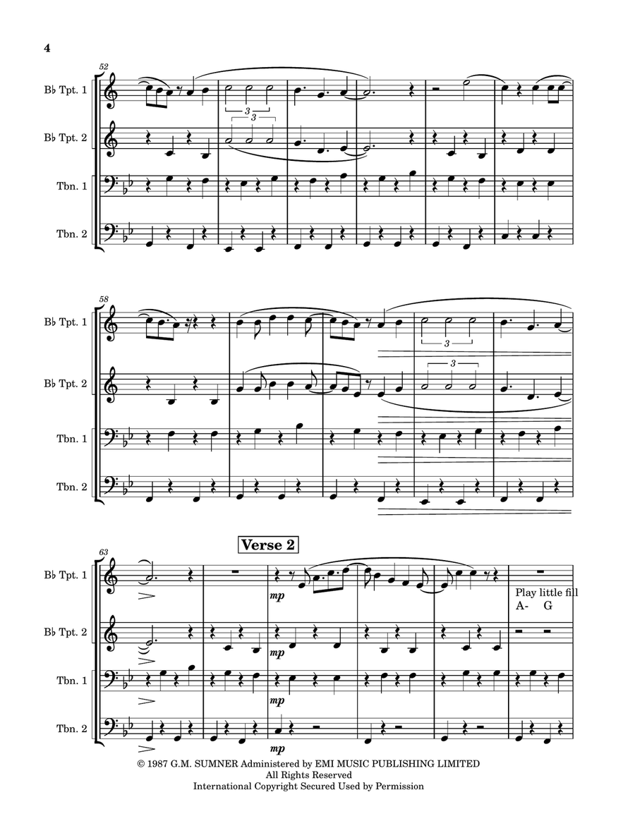 Englishman In New York Brass Quartet scores gallery preview page 4
