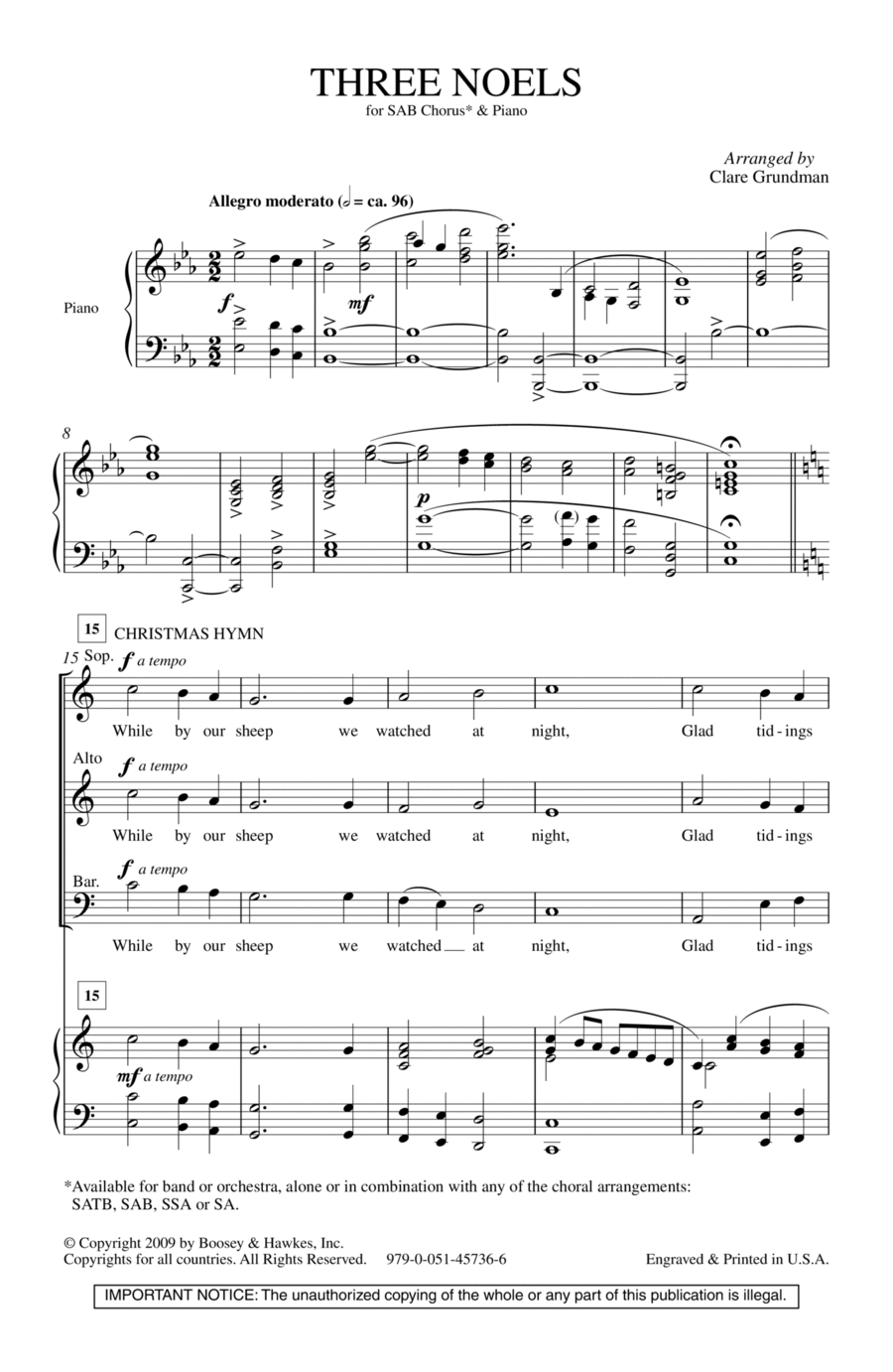 Three Noels Three Noels 3-Part scores gallery preview page 1