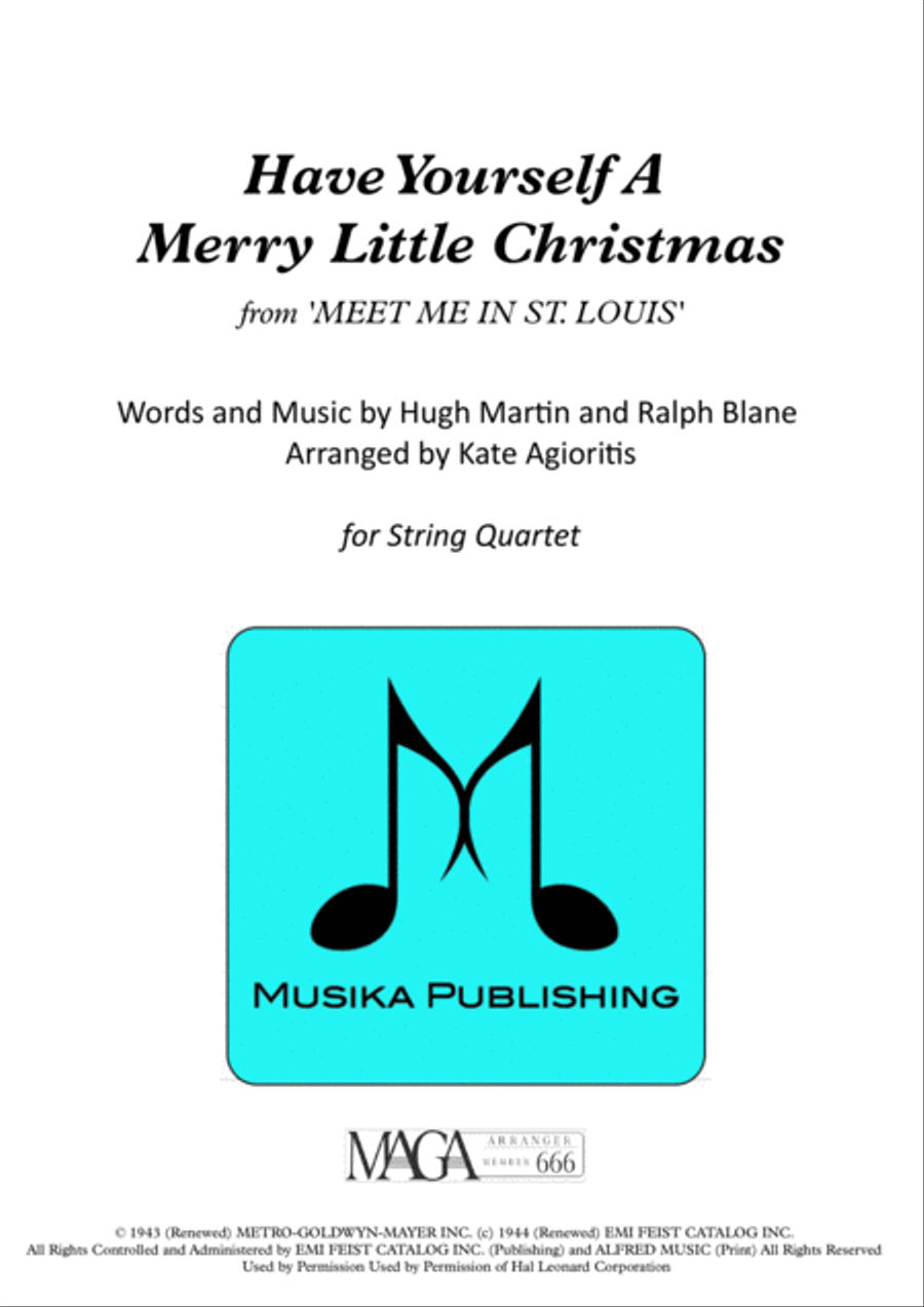 Have Yourself A Merry Little Christmas from MEET ME IN ST. LOUIS String Quartet scores gallery preview page 1
