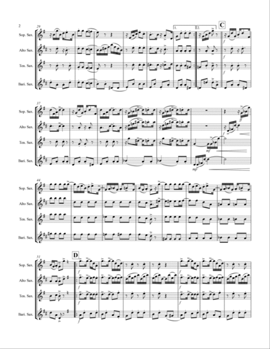 Joplin - “Maple Leaf Rag” (for Saxophone Quartet SATB) Saxophone Quartet scores gallery preview page 3