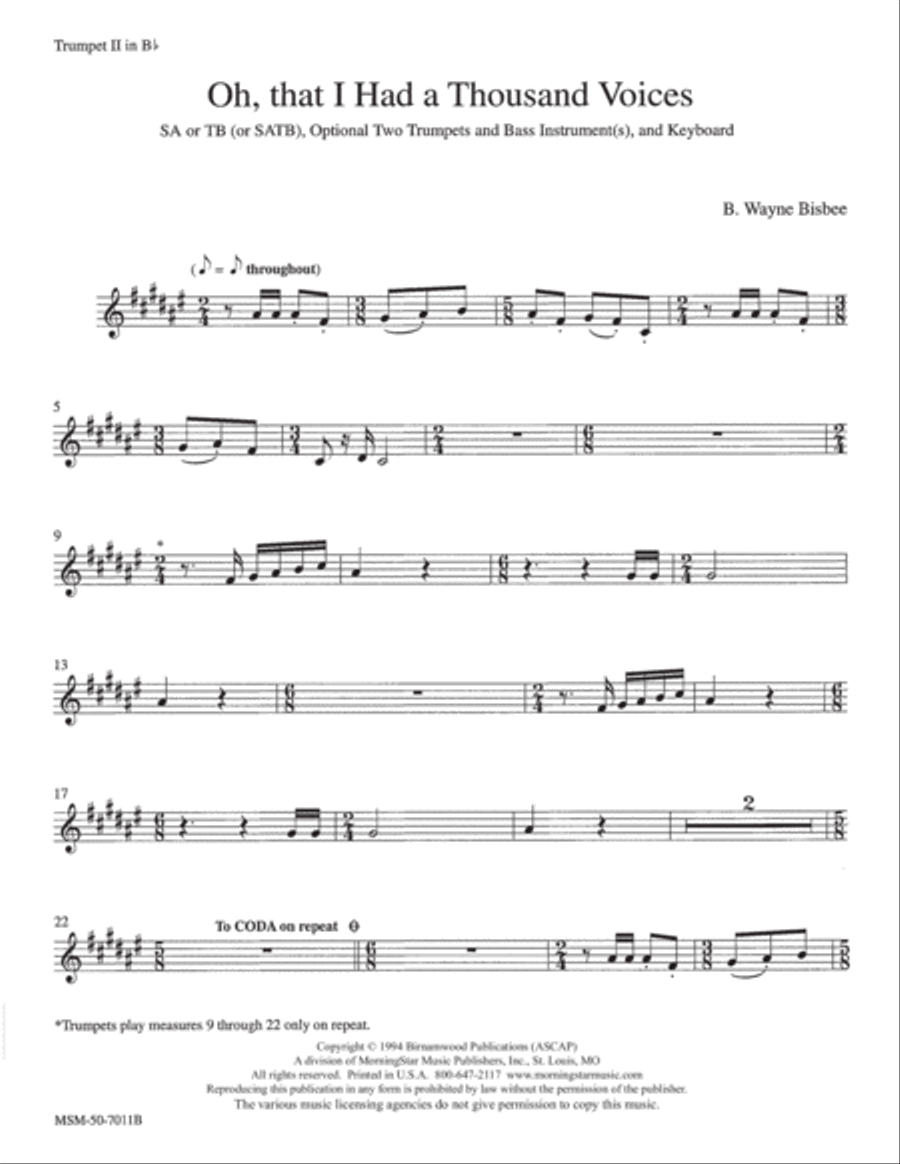 Oh, That I Had a Thousand Voices Choir scores gallery preview page 4