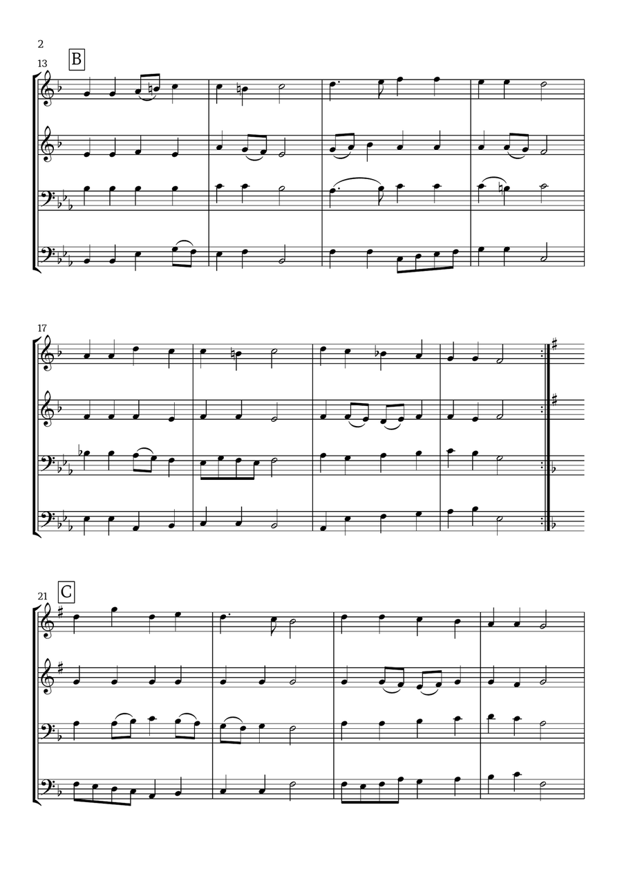 At the Lamb's High Feast We Sing (Brass Quartet) - Easter Hymn Brass Quartet scores gallery preview page 2