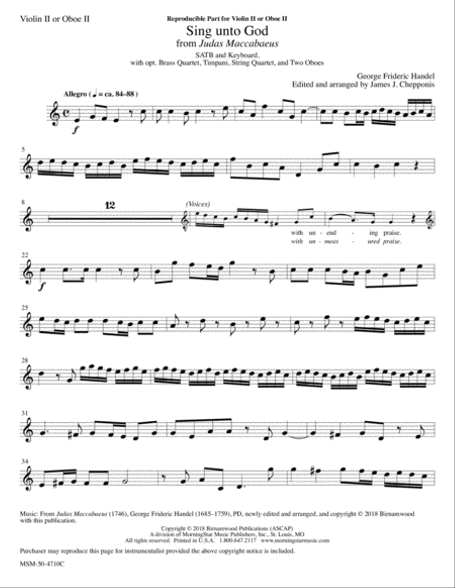 Sing unto God from Judas Maccabaeus (Downloadable String/Oboe Parts) Choir scores gallery preview page 3