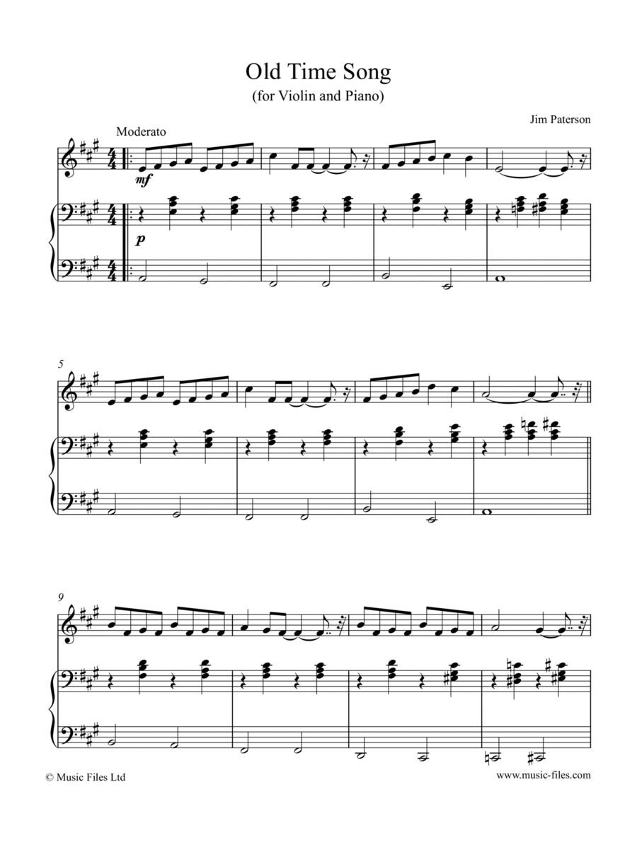 Old Time Song (Violin and Piano) Violin Solo scores gallery preview page 1