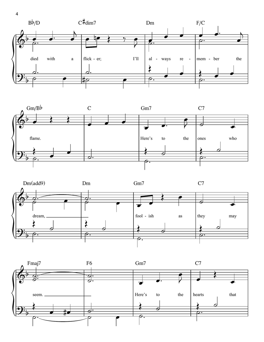 Audition (The Fools Who Dream) Easy Piano scores gallery preview page 4
