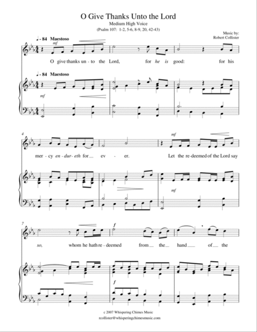 O Give Thanks Unto the Lord (medium high voice) High Voice scores gallery preview page 2