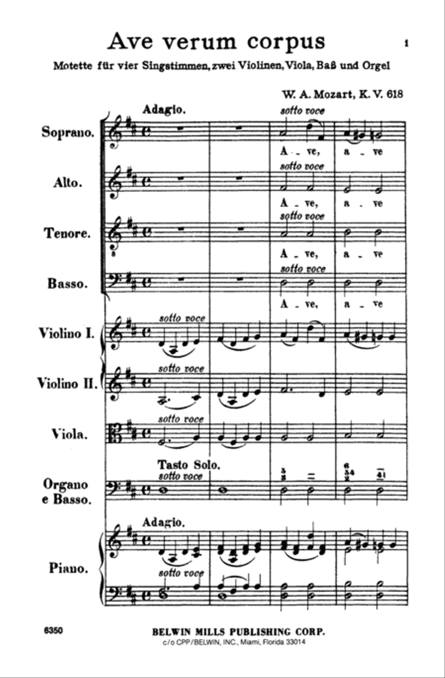Ave Verum Corpus, K. 618 4-Part scores gallery preview page 2