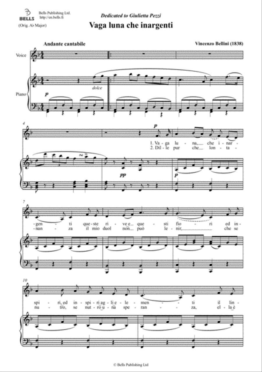 Vaga luna (F Major) Voice Solo scores gallery preview page 1