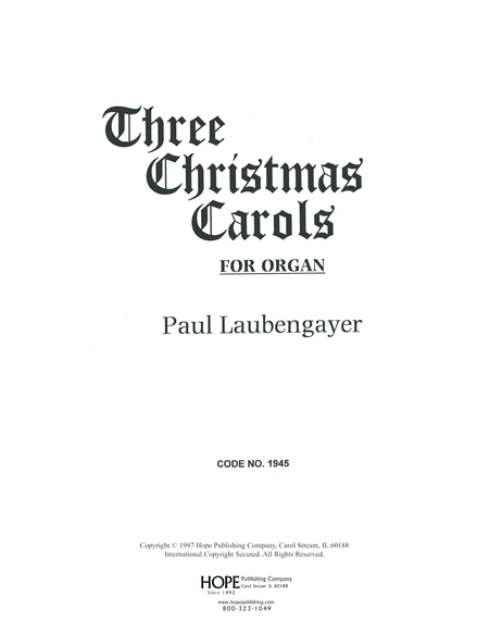 Three Christmas Carols for Organ-Digital Download