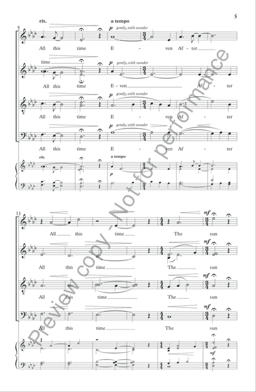 The Sun Never Says 4-Part scores gallery preview page 6