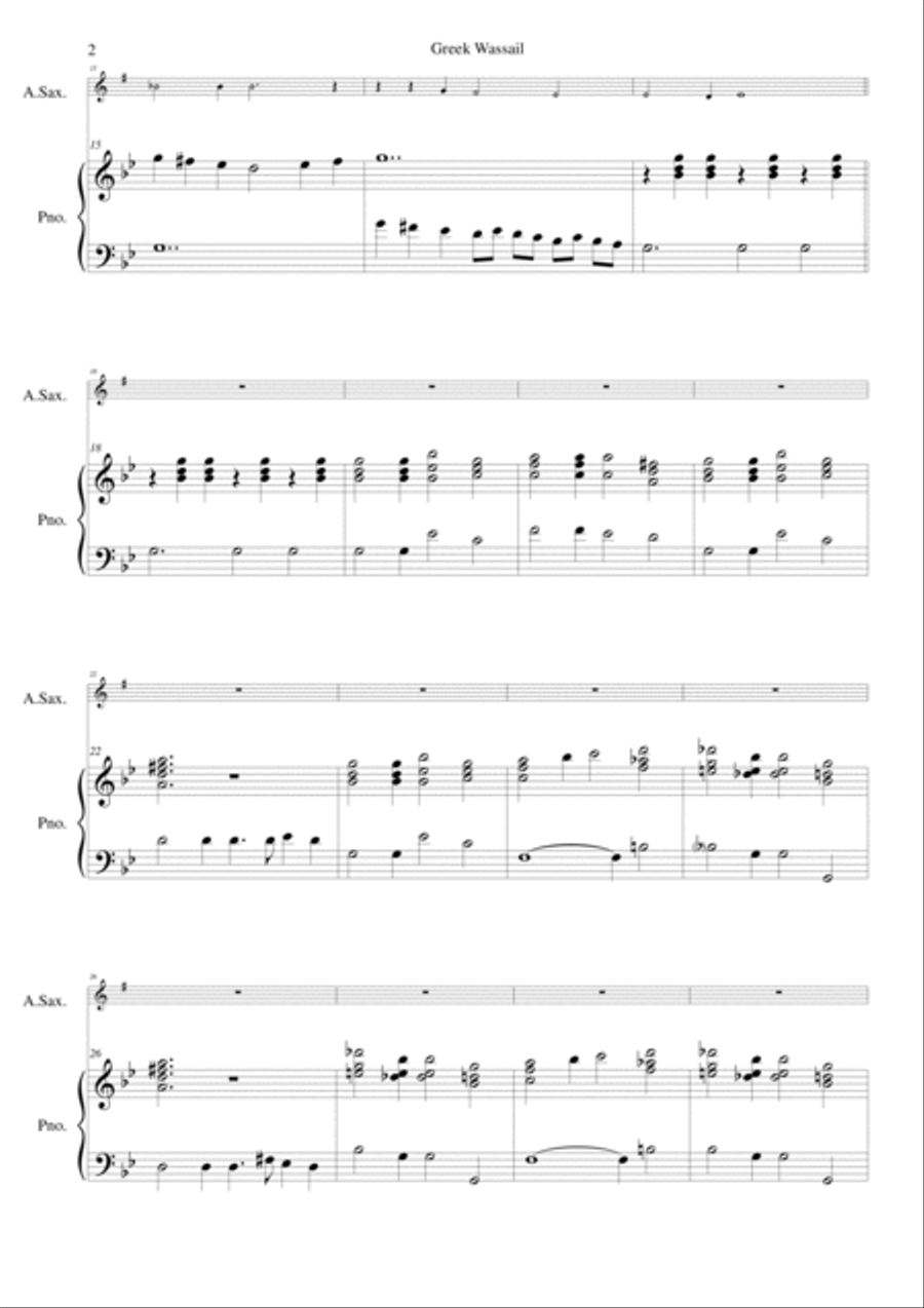 Greek Wassail for alto saxophone and piano Greek Wassail for alto saxophone and piano Alto Saxophone scores gallery preview page 2