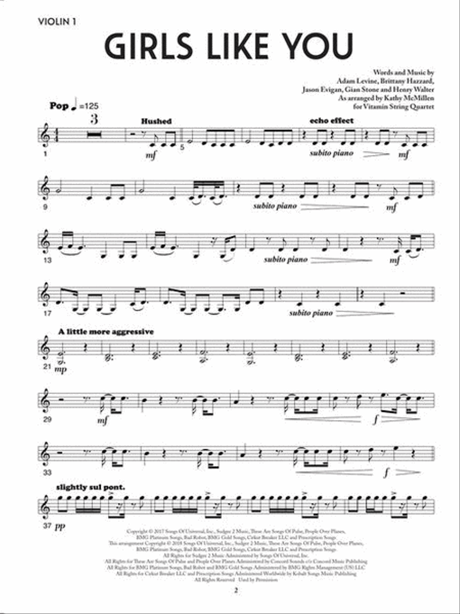 Girls Like You - featured in the Netflix series Bridgerton String Quartet scores gallery preview page 6