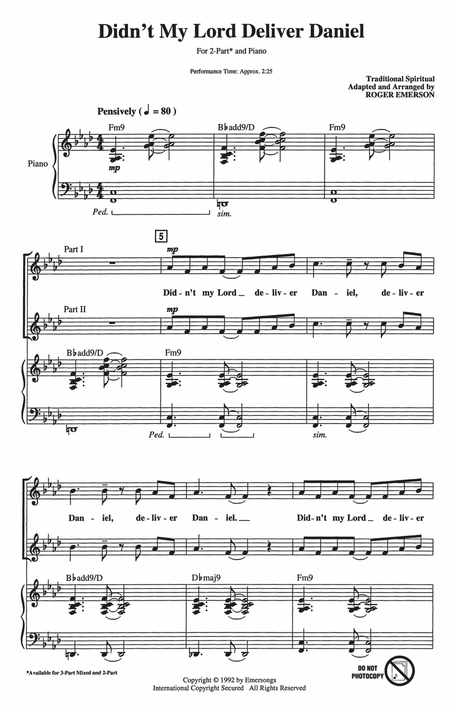 Didn't My Lord Deliver Daniel (arr. Roger Emerson)