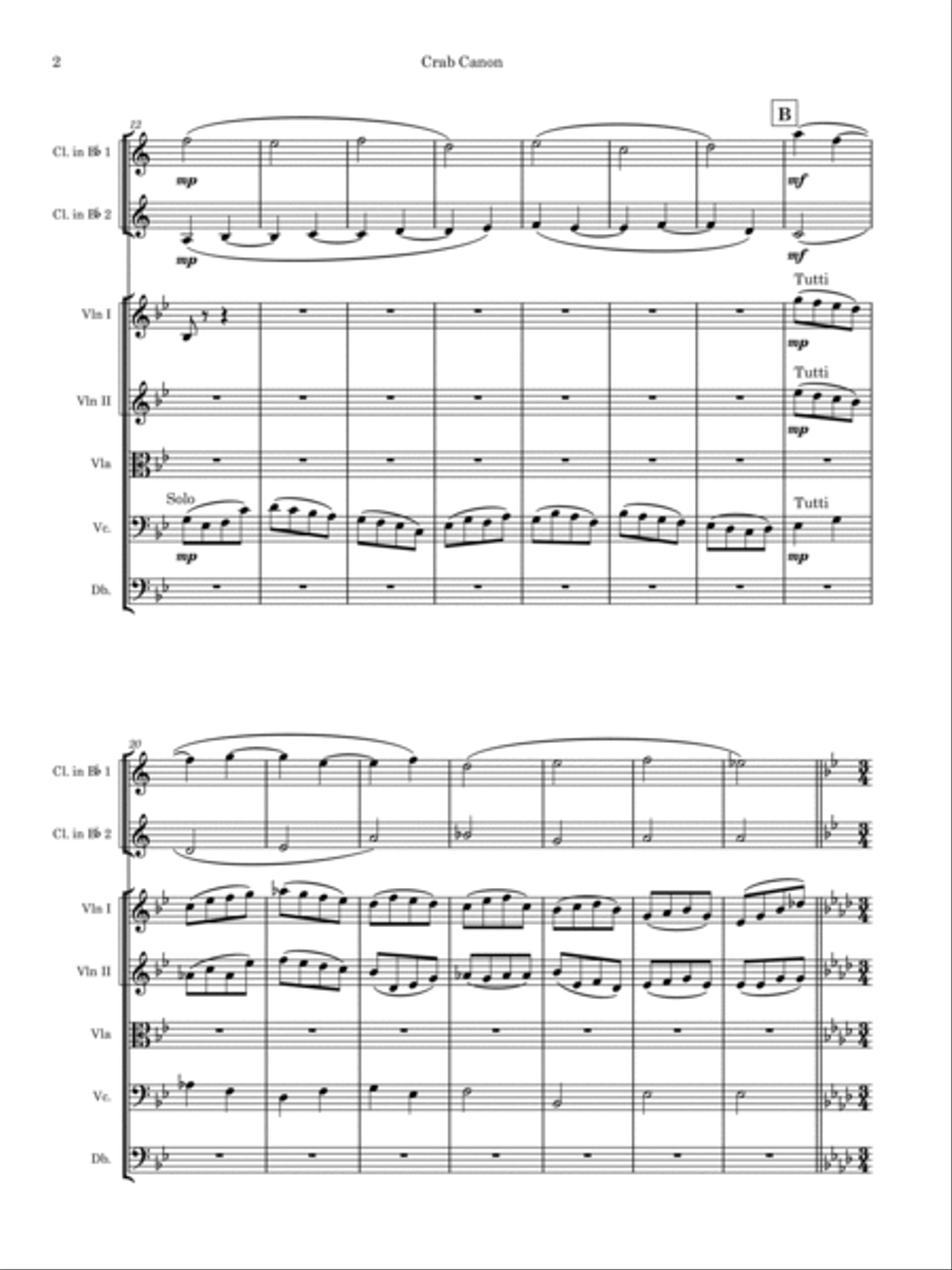 Crab Canon for 2 clarinets and strings Large Ensemble scores gallery preview page 4