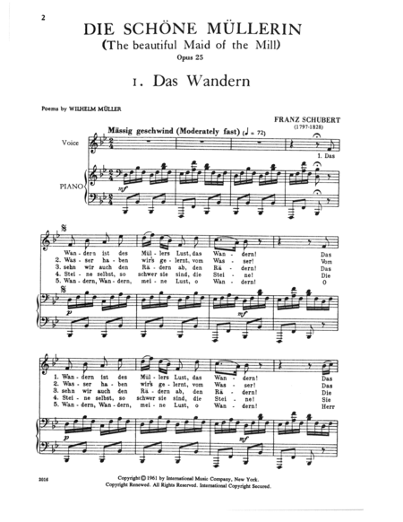 Die Schone Mullerin. A Cycle Of 20 Songs, Opus 25 (G. & E.) - High