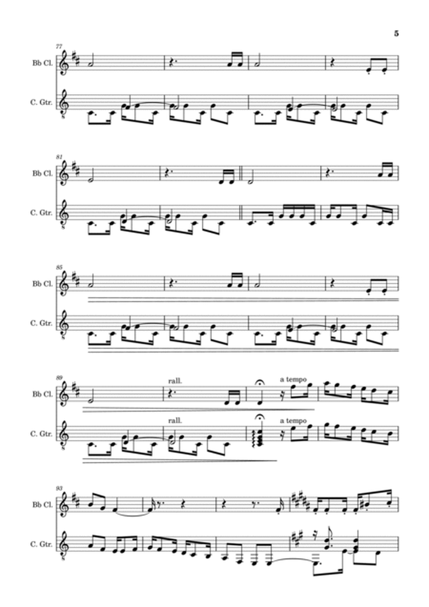 Chiquinha Gonzaga - Candomblé. Arrangement for Bb Clarinet and Classical Guitar. Score and Parts image number null