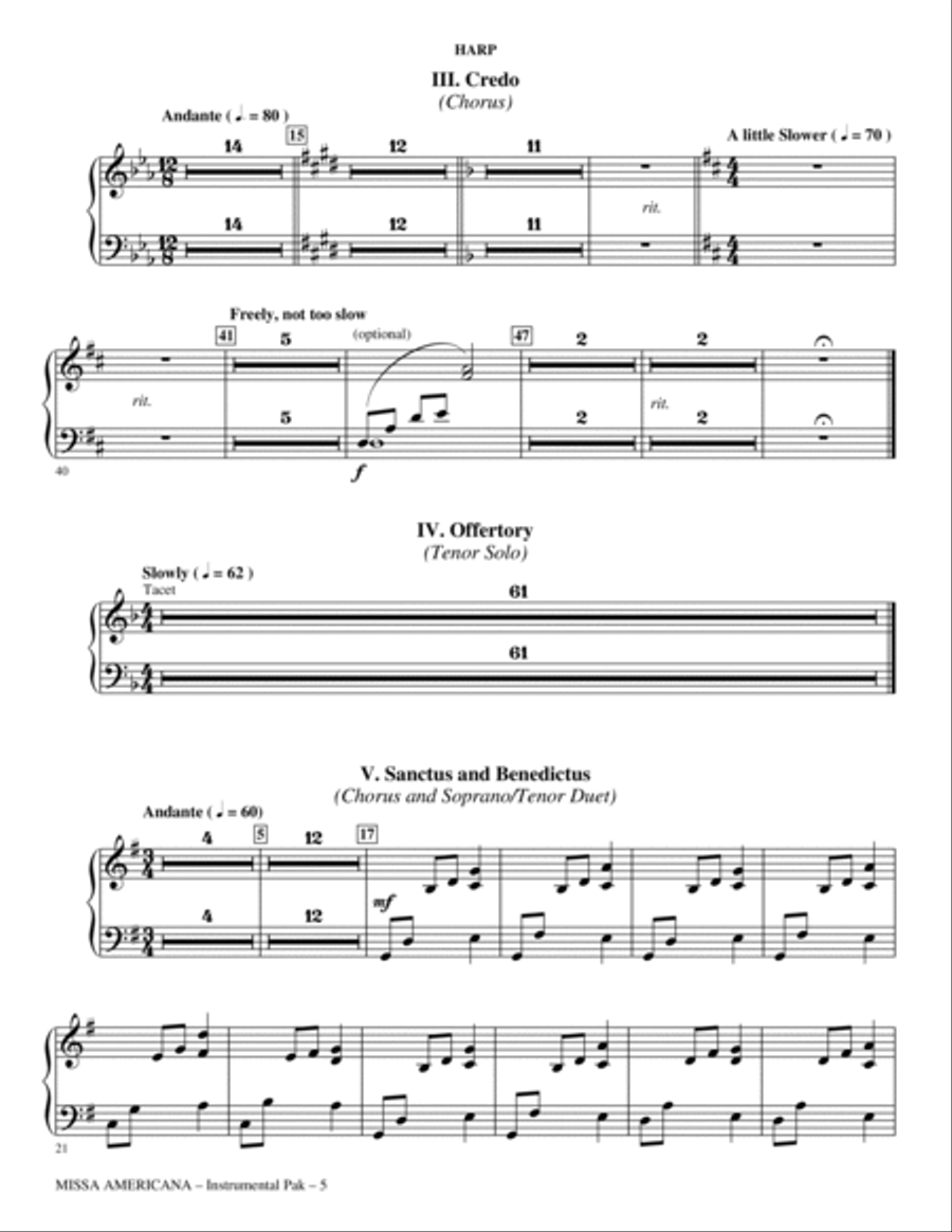 Missa Americana - Harp Missa Americana - Harp Choir scores gallery preview page 5