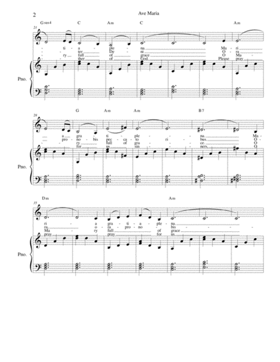 Ave Maria - Latin and English lyrics included for alto voice and piano image number null