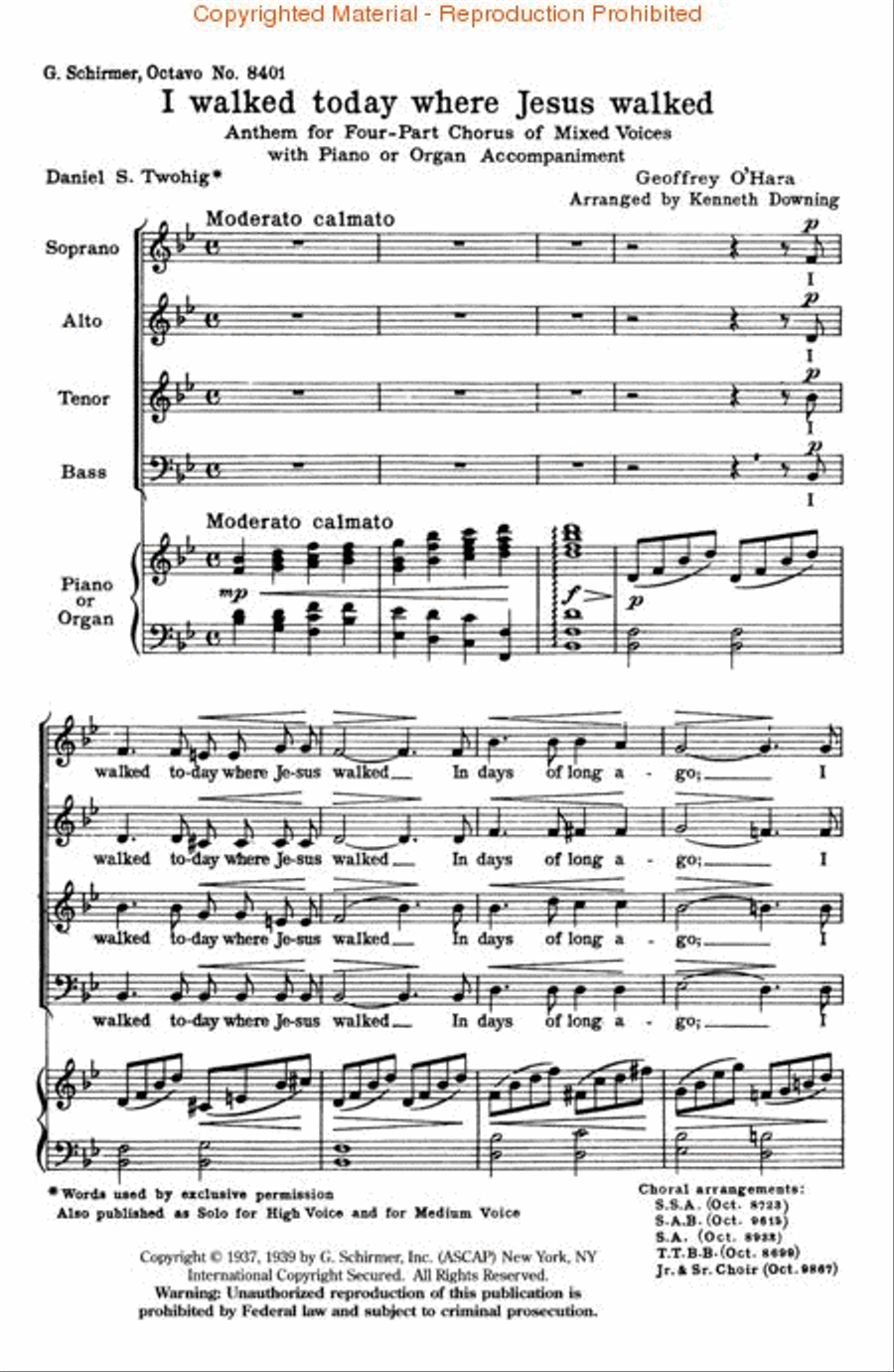I Walked Today Where Jesus Walked 4-Part scores gallery preview page 2
