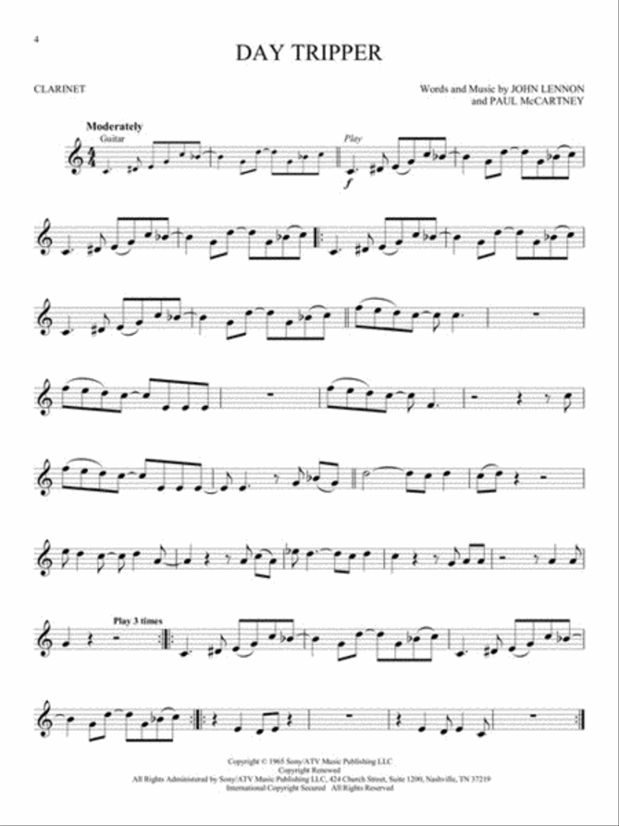 The Beatles – Instrumental Play-Along Clarinet Solo scores gallery preview page 5