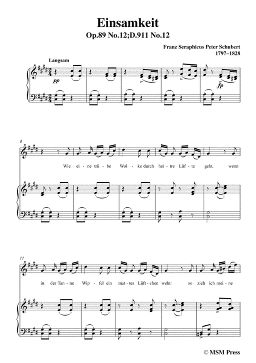 Schubert-Einsamkeit,from 'Winterreise',Op.89(D.911) No.12,in c sharp minor,for Voice&Pno image number null