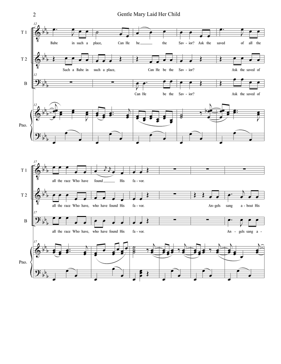 Gentle Mary Laid Her Child (TTB) TTB scores gallery preview page 3