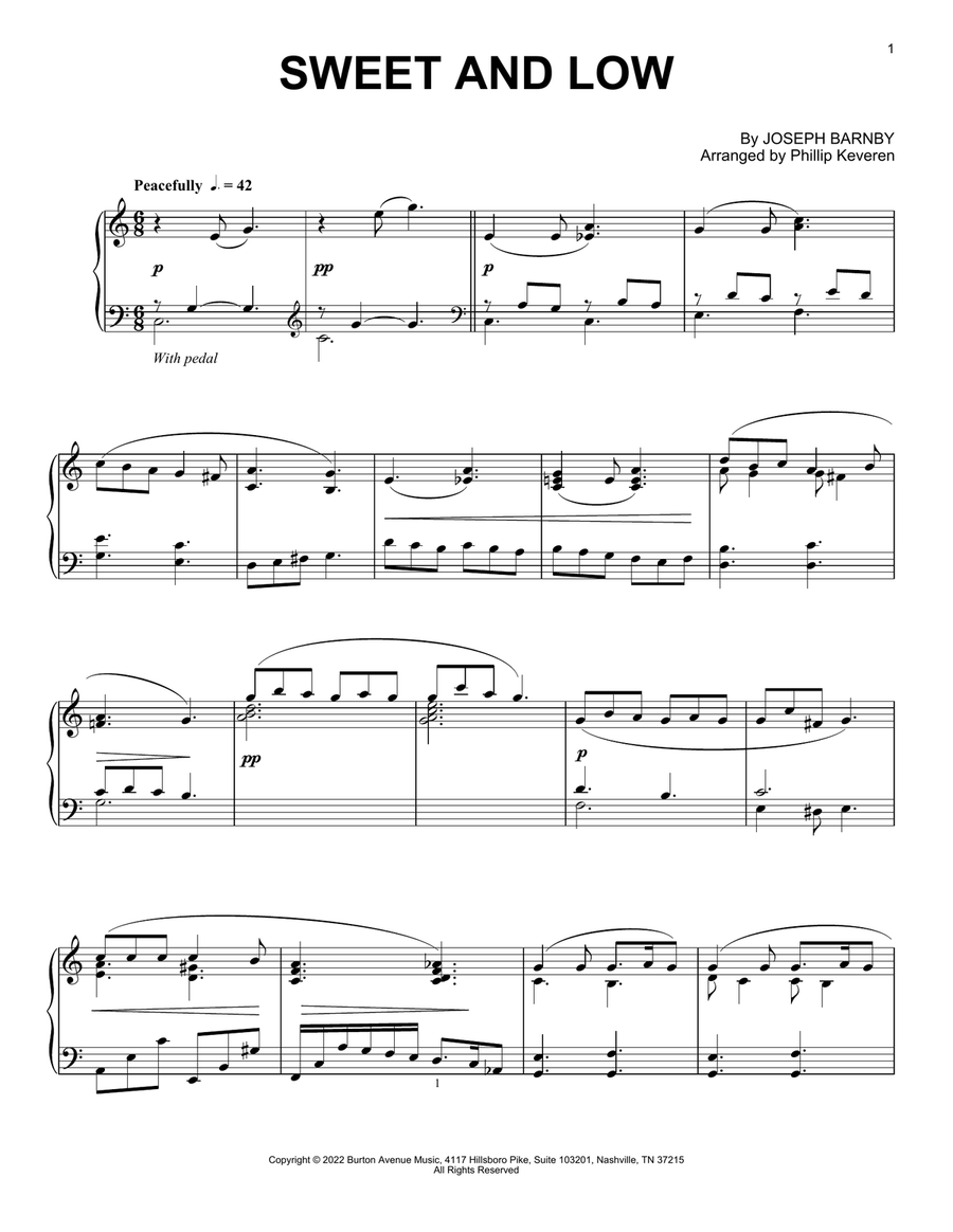 Sweet And Low (arr. Phillip Keveren) Piano Solo scores gallery preview page 1