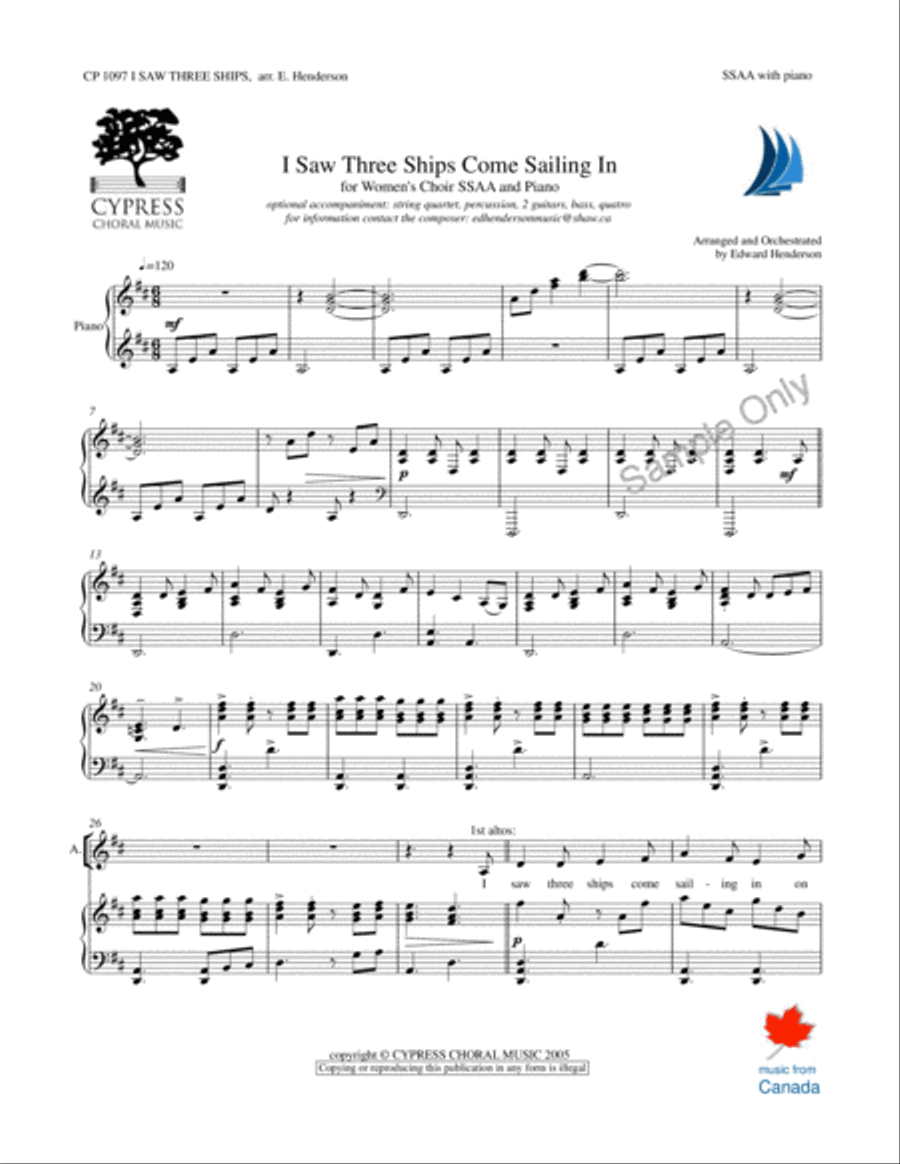 I Saw Three Ships I Saw Three Ships SSAA scores gallery preview page 2