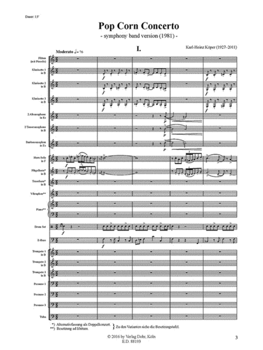 Pop Corn Concerto für Horn und Symphonisches Blasorchester (1981)