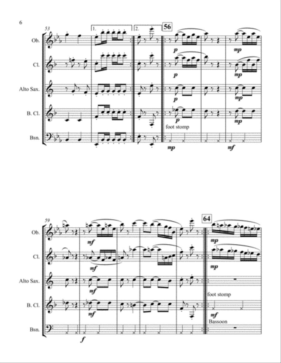The Ragtime Dance for Reed Quintet Woodwind Quintet scores gallery preview page 6