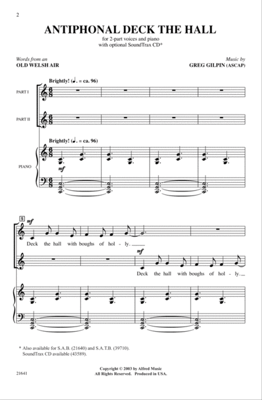 Antiphonal Deck the Hall Antiphonal Deck the Hall 2-Part scores gallery preview page 2