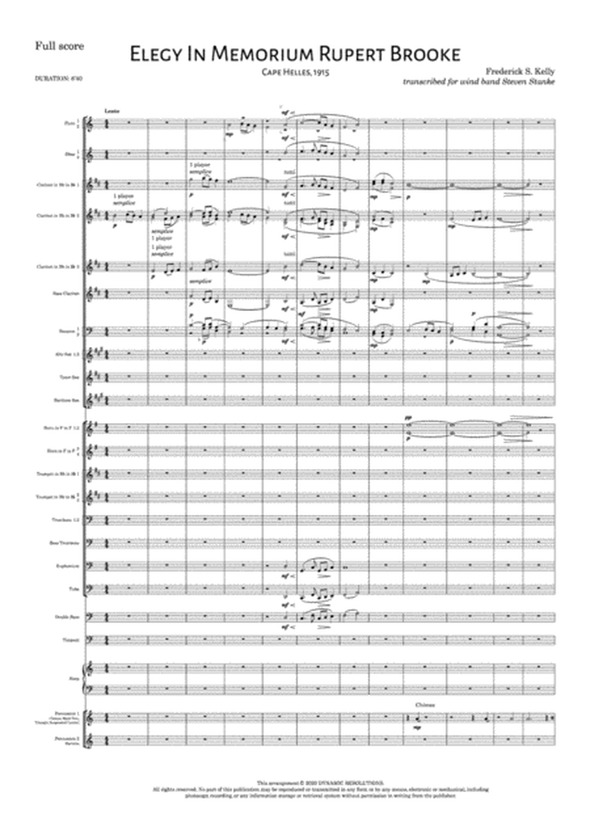 Elegy In Memorium Rupert Brooke - Wind Band/Full Score - Score Only image number null