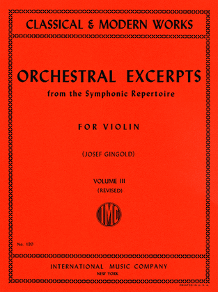Book cover for Orchestral Excerpts from the Symphonic Repertoire - Volume 3 (revised)