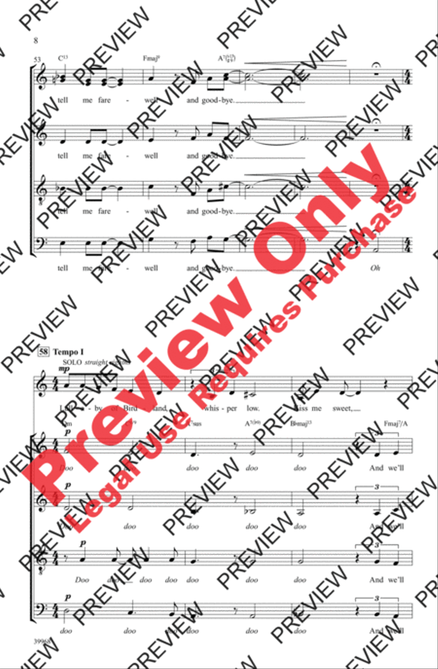 Lullaby of Birdland 4-Part scores gallery preview page 17