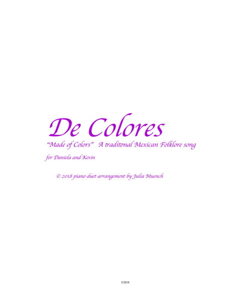 De Colores ( All the Colors) Piano Duet in C image number null