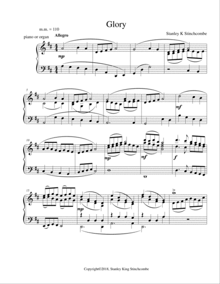 Glory, Op. 11 Small Ensemble scores gallery preview page 1