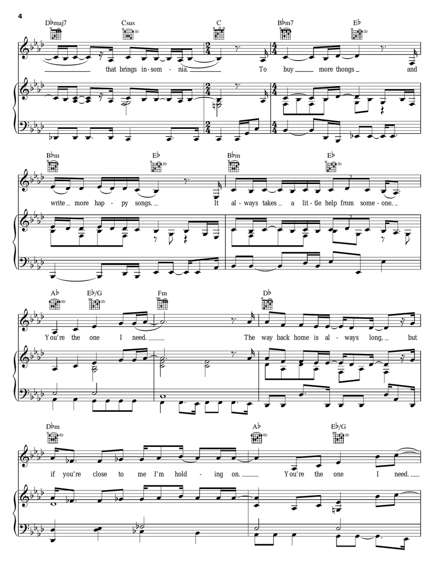 The One The One Piano, Vocal, Guitar scores gallery preview page 4