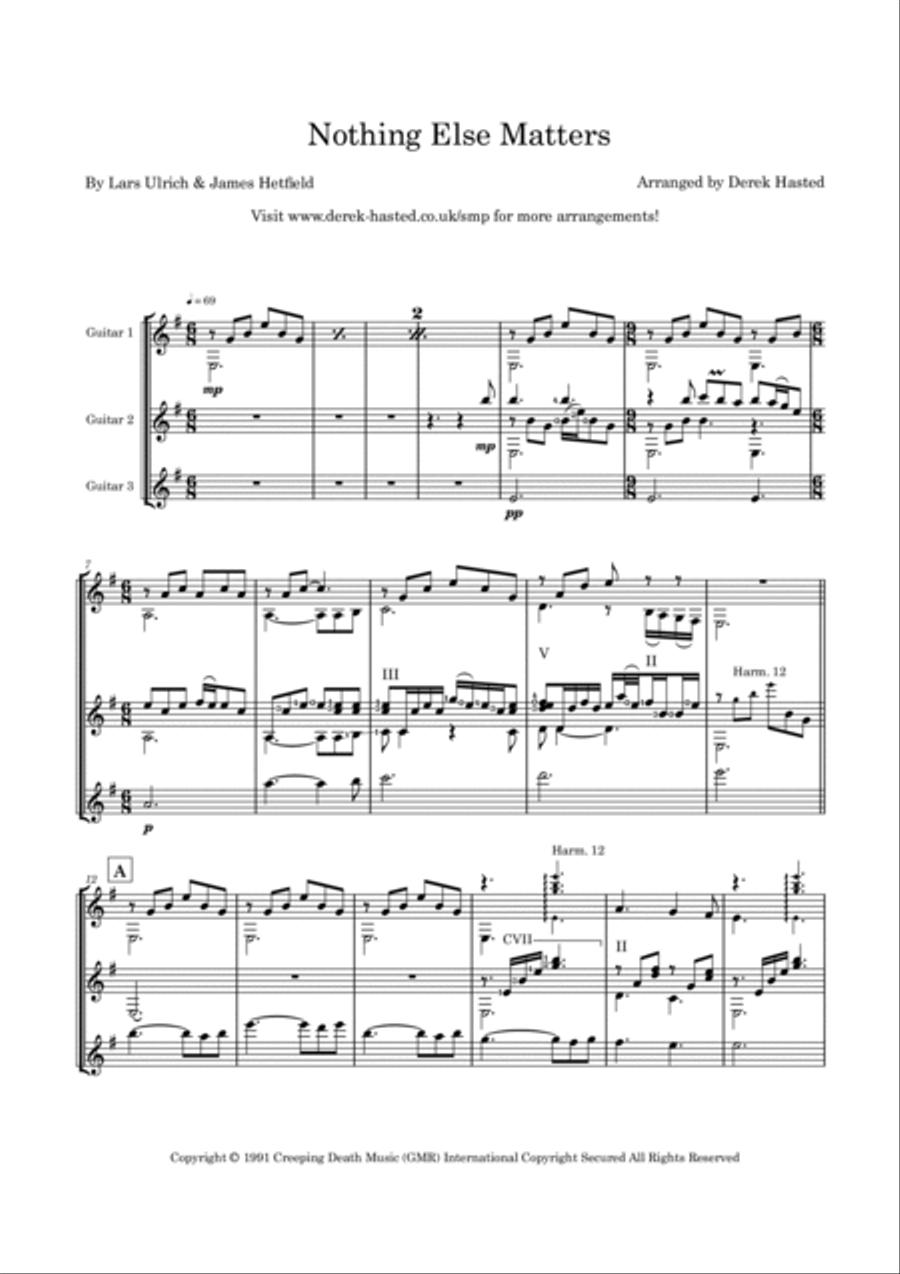 Nothing Else Matters Guitar Ensemble scores gallery preview page 4
