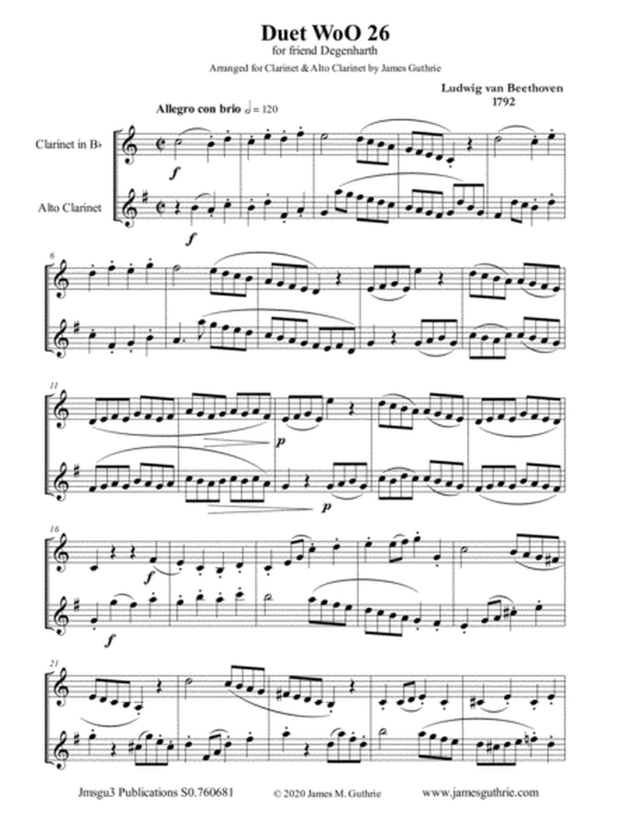 Beethoven: Duet WoO 26 for Clarinet & Alto Clarinet image number null