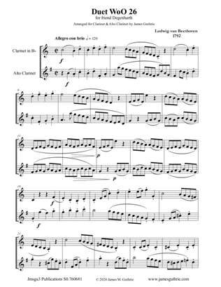 Beethoven: Duet WoO 26 for Clarinet & Alto Clarinet