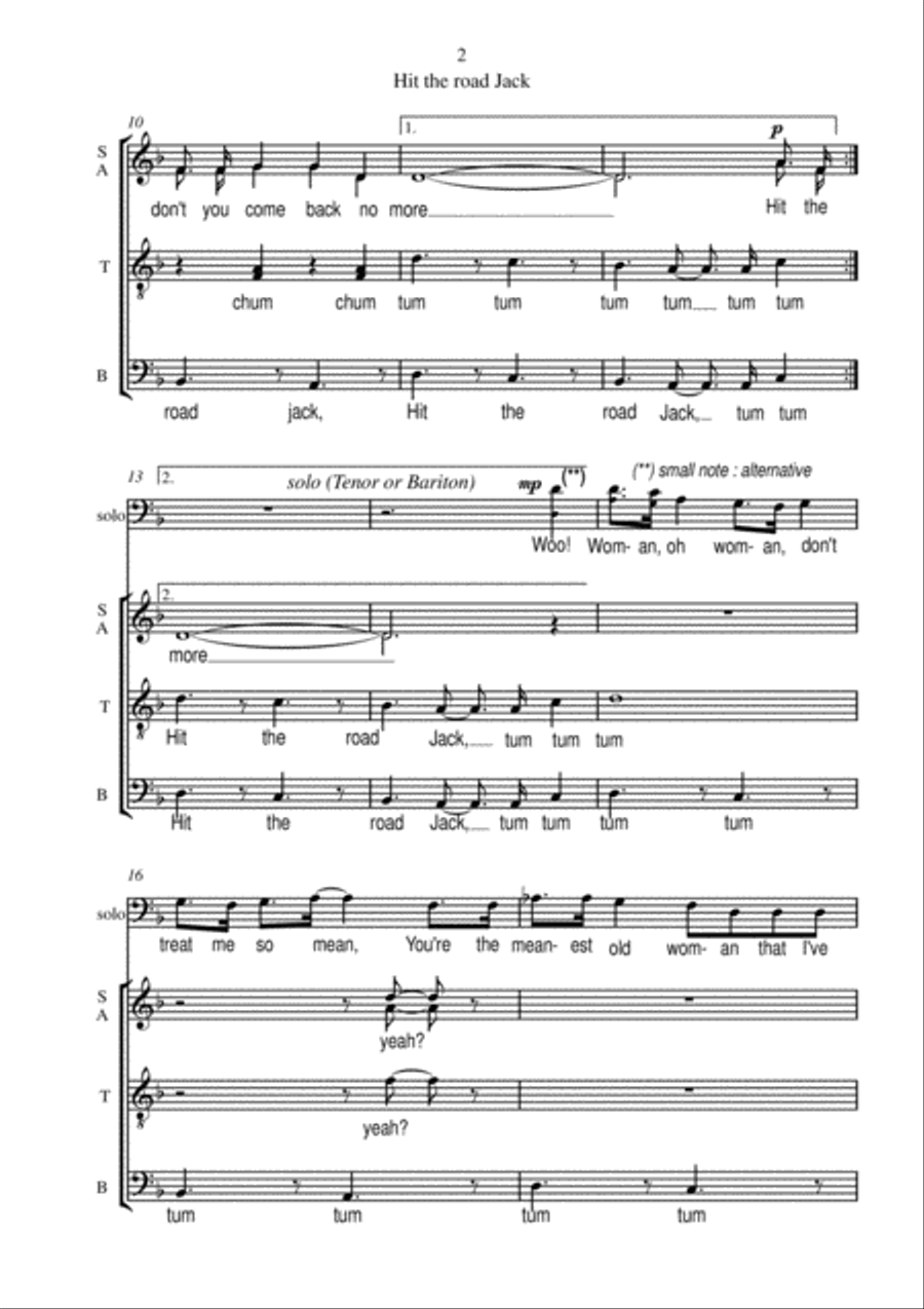 Hit The Road Jack 4-Part scores gallery preview page 3
